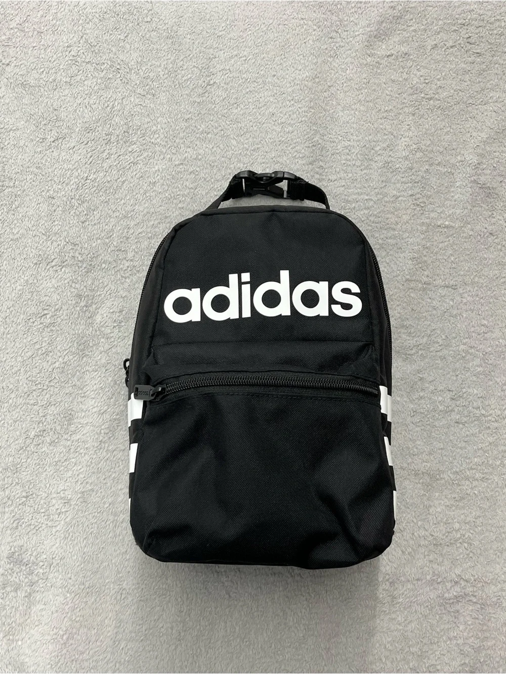adidas Black Lunchbox with White Logo and Stripe Accents